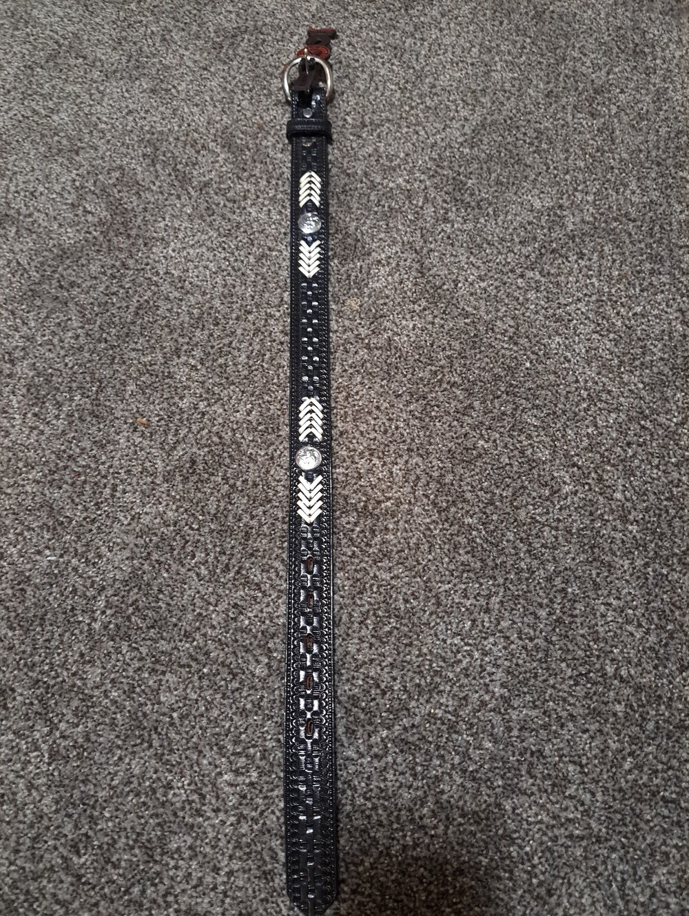 Kids Black Leather Studded Belt with Silver Accents
